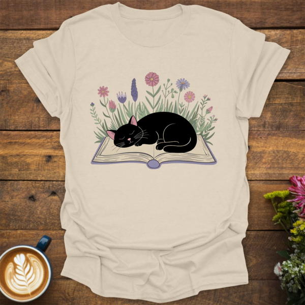 Black Cat Sleeping T-Shirt