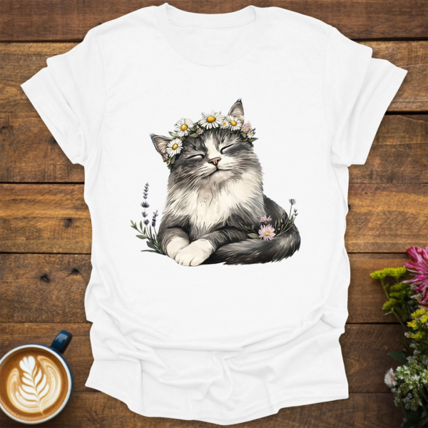 Cat Wearing Flower Crown T-Shirt