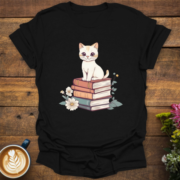 Cat on Books T-Shirt