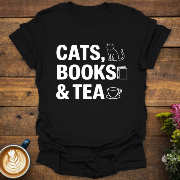 Cats Books and Tea T-Shirt