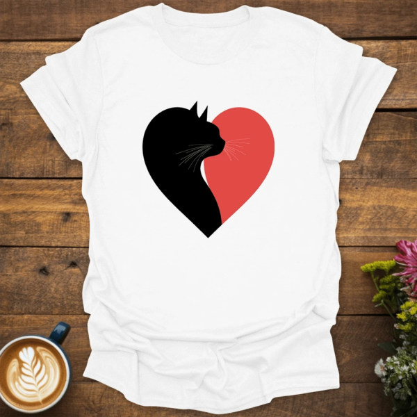 Heart Silhouette Cat T-Shirt