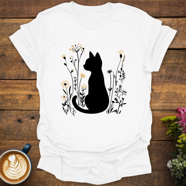 Kitten Silhouette Garden T-Shirt
