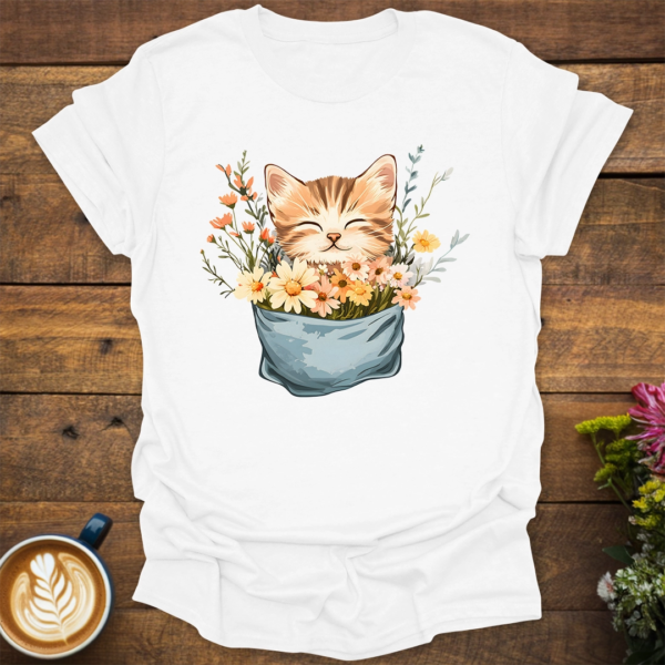 Kitty in Flower Bag T-Shirt