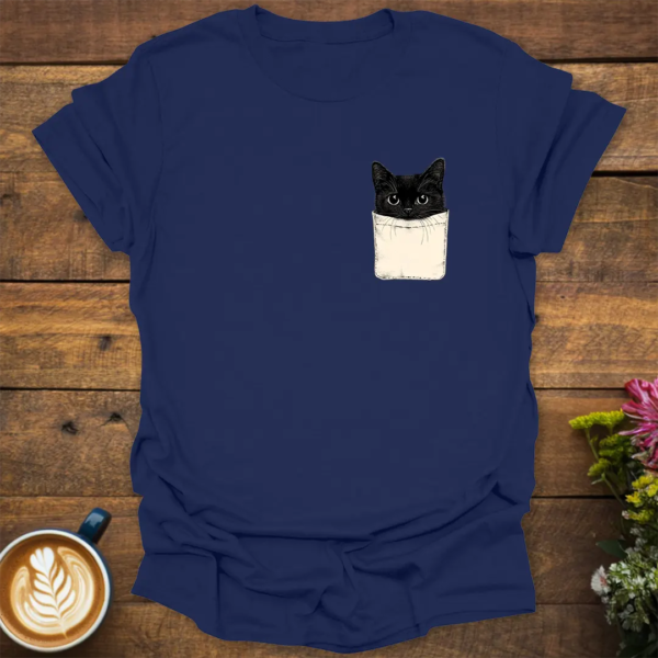 Peeking Cat Pocket T-Shirt