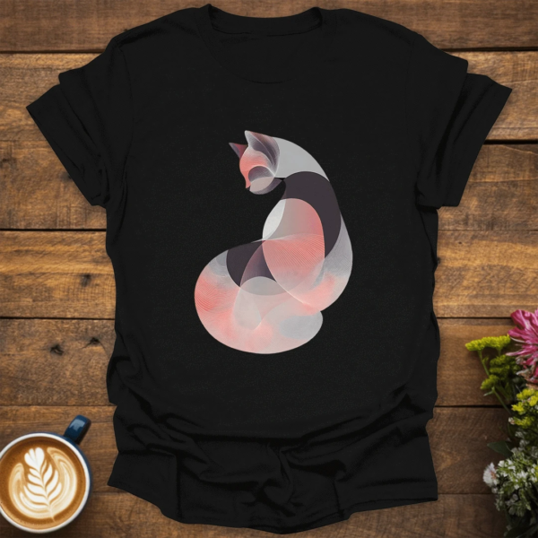 Pink Abstract Cat T-Shirt