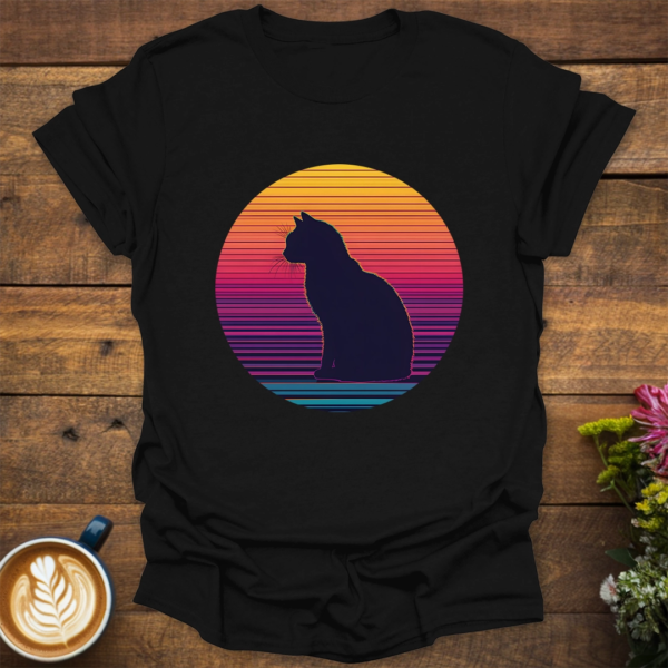 Retro Sunset Cat T-Shirt